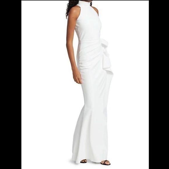 NWT Chiara Boni La Petite Robe Gudrum Halter Ruffle Gown Size 46(US10) $995 - Picture 3 of 11